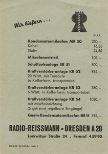 Preisliste 1954 (Bild)